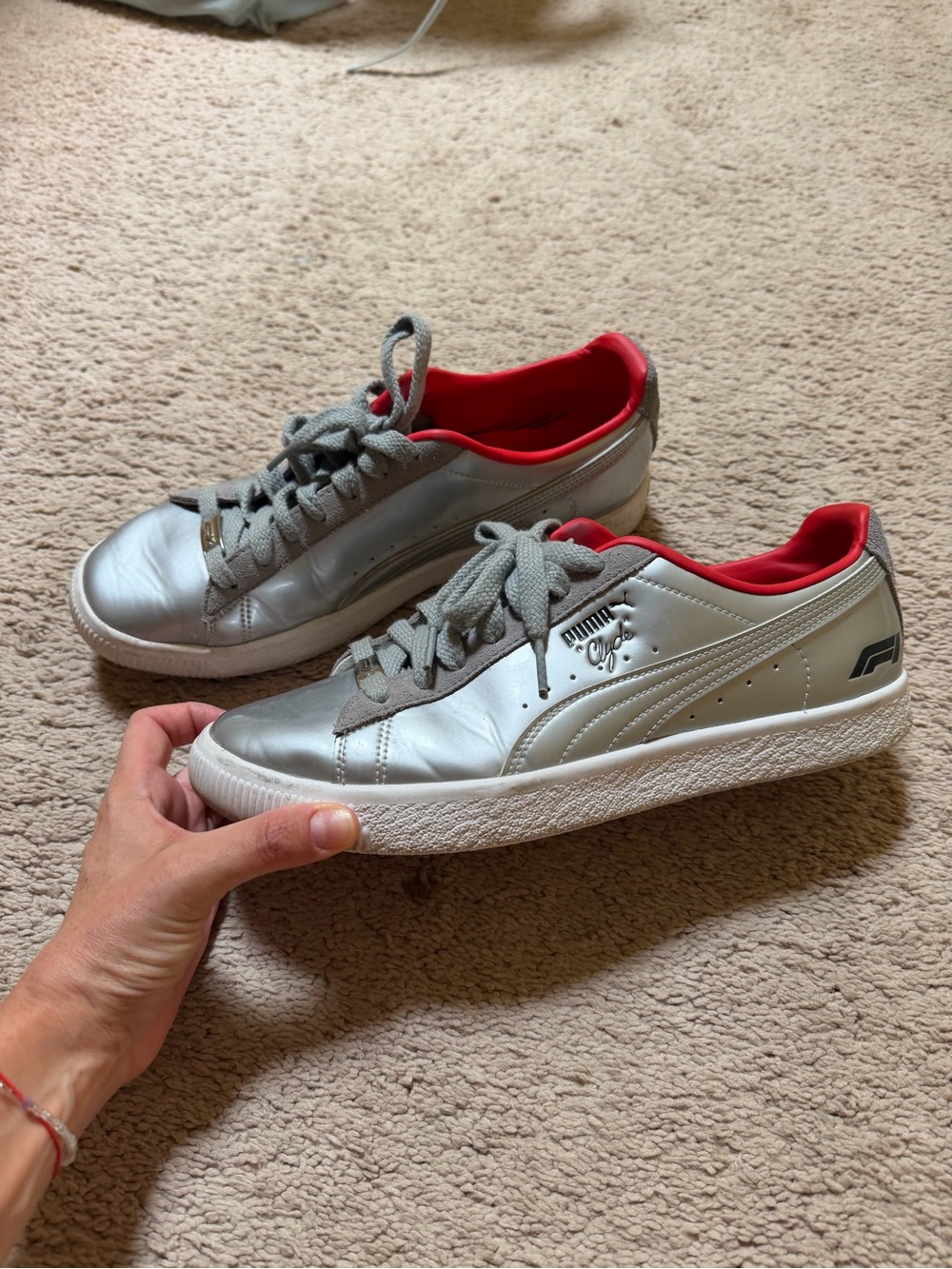 Puma Silver Sneakers with Red Interior